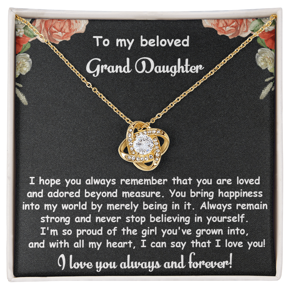 To My Granddaughter - You Are Adored - Love Knot Necklace