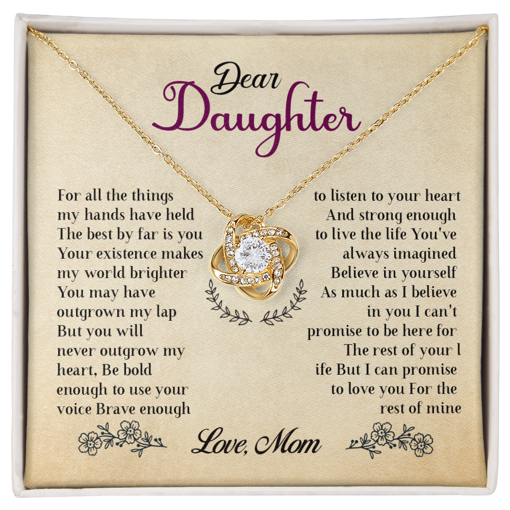 To My Ddaughter - Believe In Your Self - Love Knot Necklace