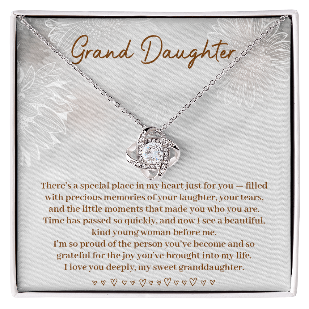 To My Granddaughter - Grateful For You - Love Knot Necklace