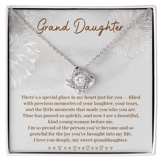 To My Granddaughter - Grateful For You - Love Knot Necklace