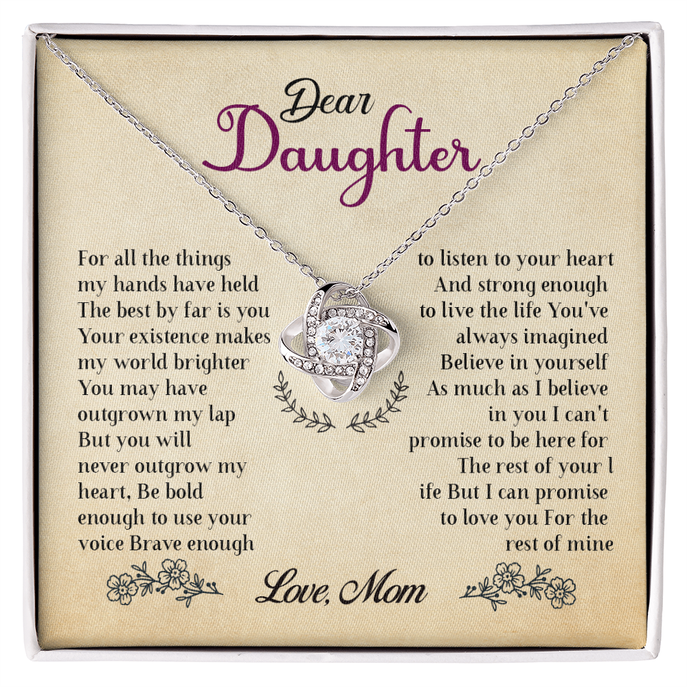 To My Ddaughter - Believe In Your Self - Love Knot Necklace