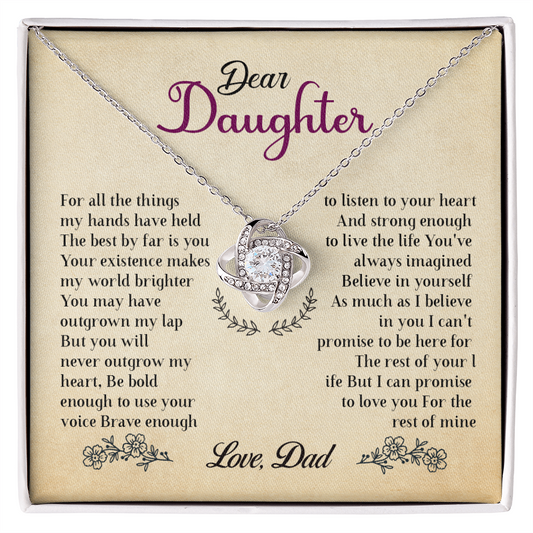 To My Daughter - Promise - Love Knot Necklace