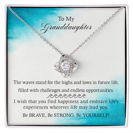 To My Granddaughter - Love Wave - Love Knot Necklace