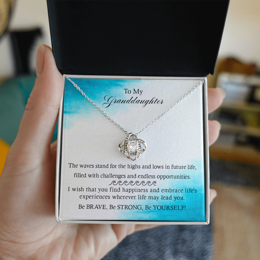 To My Granddaughter - Love Wave - Love Knot Necklace