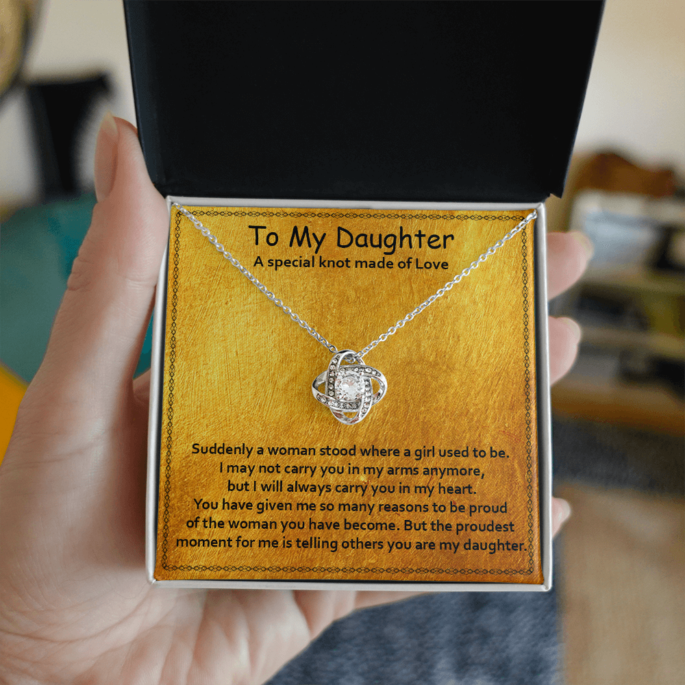 To My Ddaughter - Proudest Moment - Love Knot Necklace