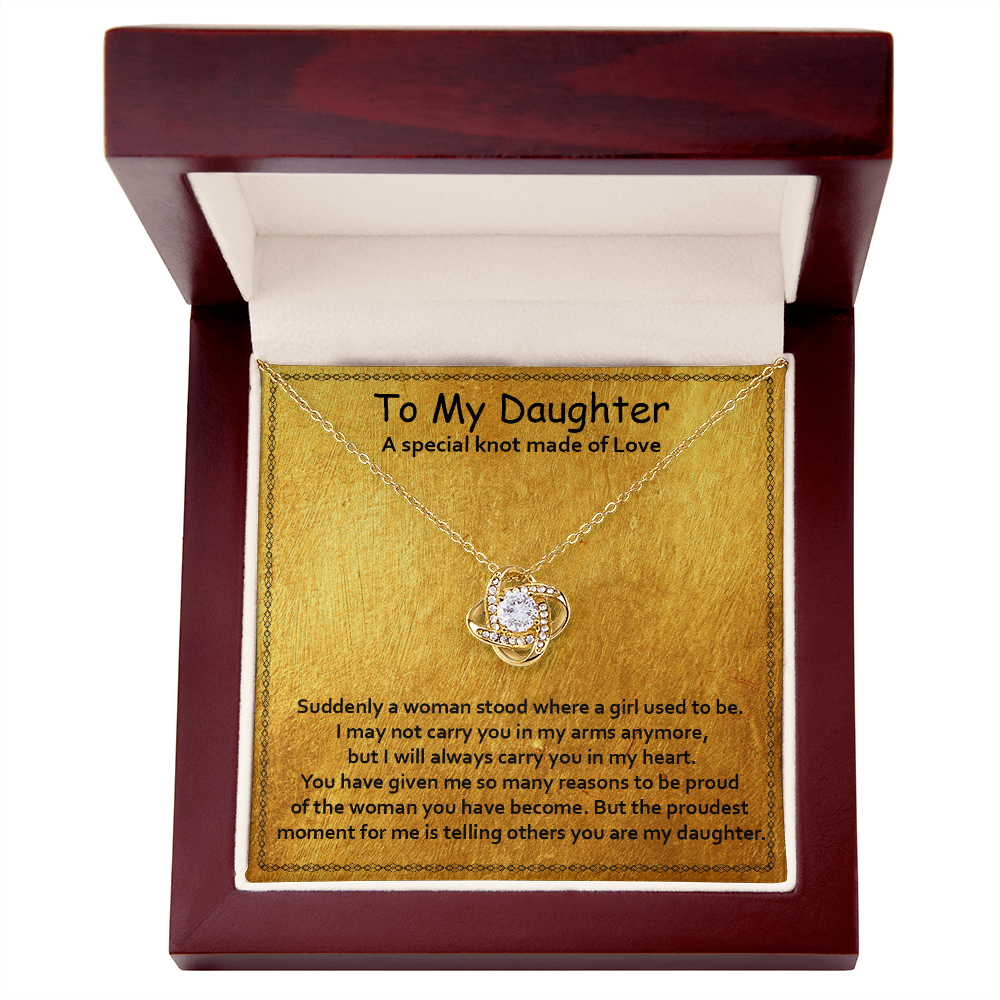 To My Ddaughter - Proudest Moment - Love Knot Necklace