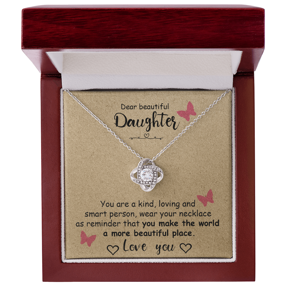 To My Daughter -  You Are Kind -  Love Knot Necklace