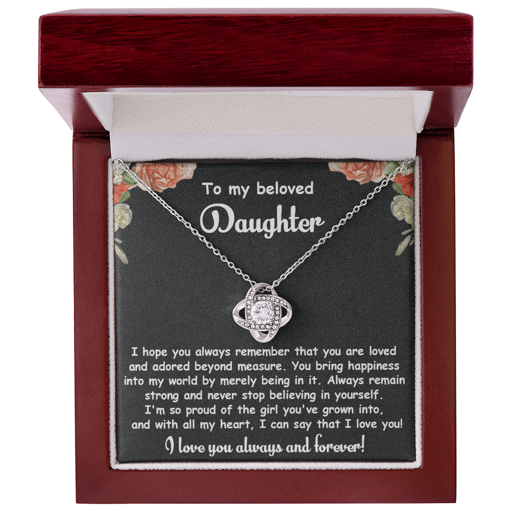 To My Ddaughter - Remain Strong - Love Knot Necklace
